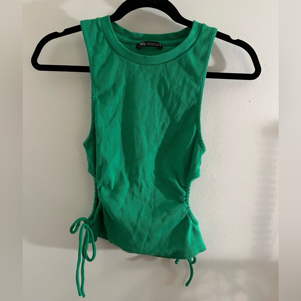 Zara Green Side Cut Out Top - Picture 2 of 6
